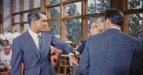 Trailer frame: Cary Grant as Roger Thornhill — scene still from the original 1959 trailer