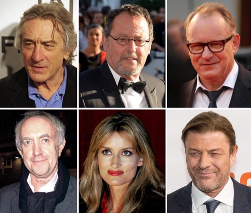 Publicity still: the principal cast — Robert De Niro, Jean Reno, Natascha McElhone, Stellan Skarsgård, Sean Bean, Jonathan Pryce; the metal case whose contents are never revealed appears in the film's central chase sequences