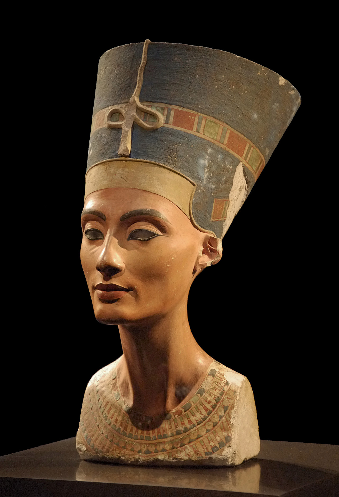 *Bust of Nefertiti*, ca. 1345 BCE — Neues Museum, Berlin (ÄM 21300). Bust of Nefertiti, Neues Museum Berlin. Photograph: Philip Pikart, CC BY-SA 3.0, via Wikimedia Commons.
